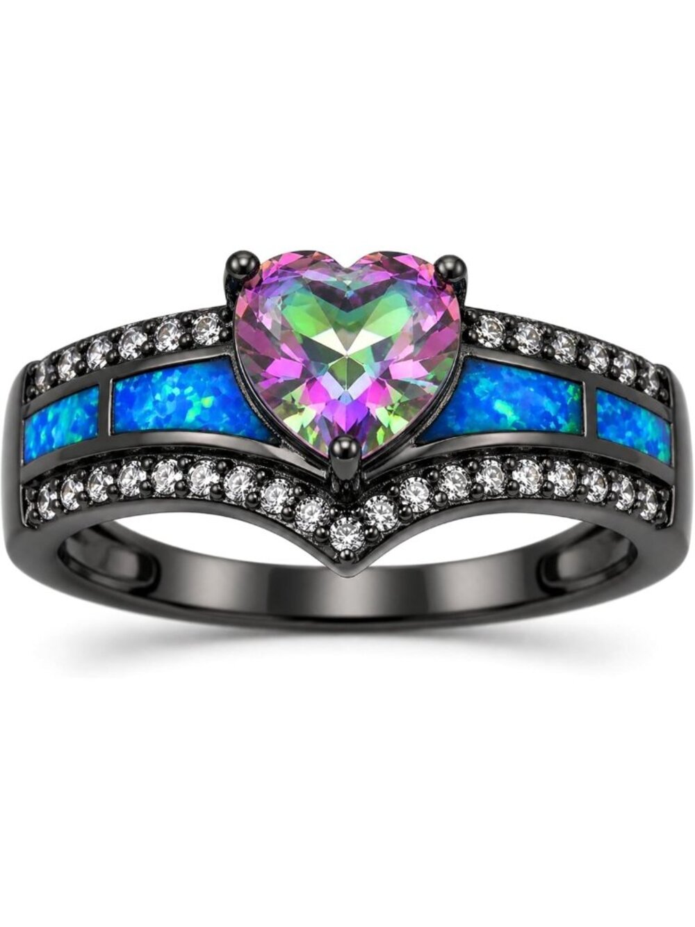 Gothic Heart-Shaped Black Engagement Ring for Women | CZ Promise Ring